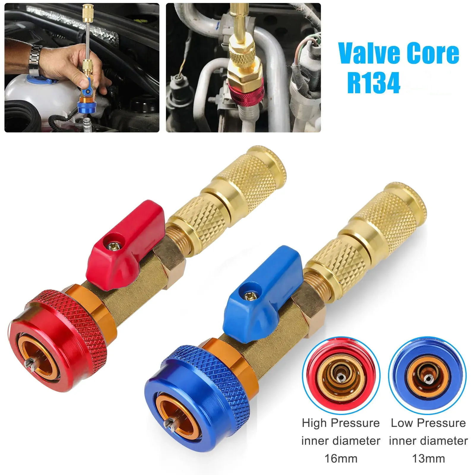 

2Pc A/C R134A Valve Core Remover Installer Car Air Conditioning Valve Core Quick Remover Installer High Low Pressure Repair Tool