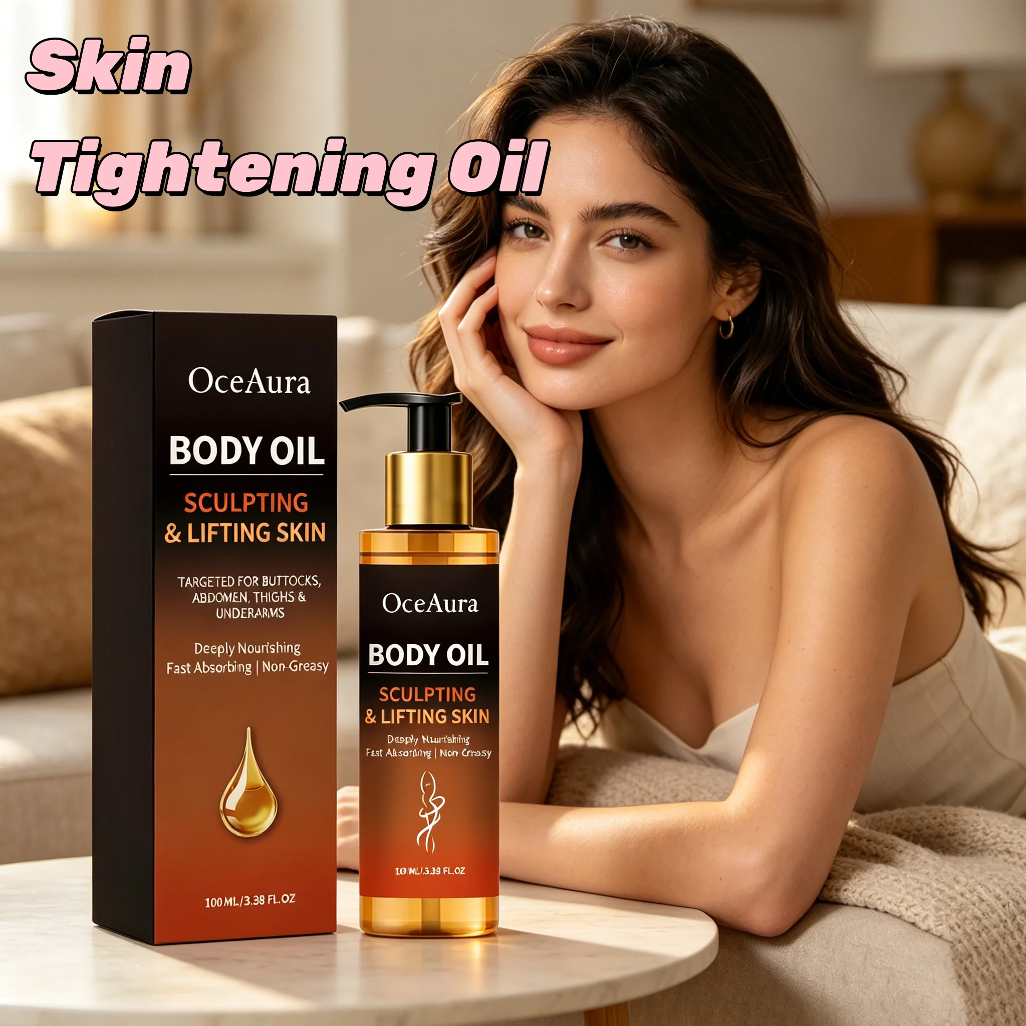 

OCEAURA Skin Tighten Oil Deep Hydration Reduce Fine Lines Brighten Skin Tone Improve Roughness Quick Absorption Body Massage Oil