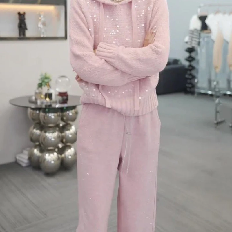 لامعة الترتر قصيرة المرأة البلوز سترة جولة الرقبة محبوك أعلى الخريف نمط جديد الحد الأدنى الراقية الشعور أنيقة