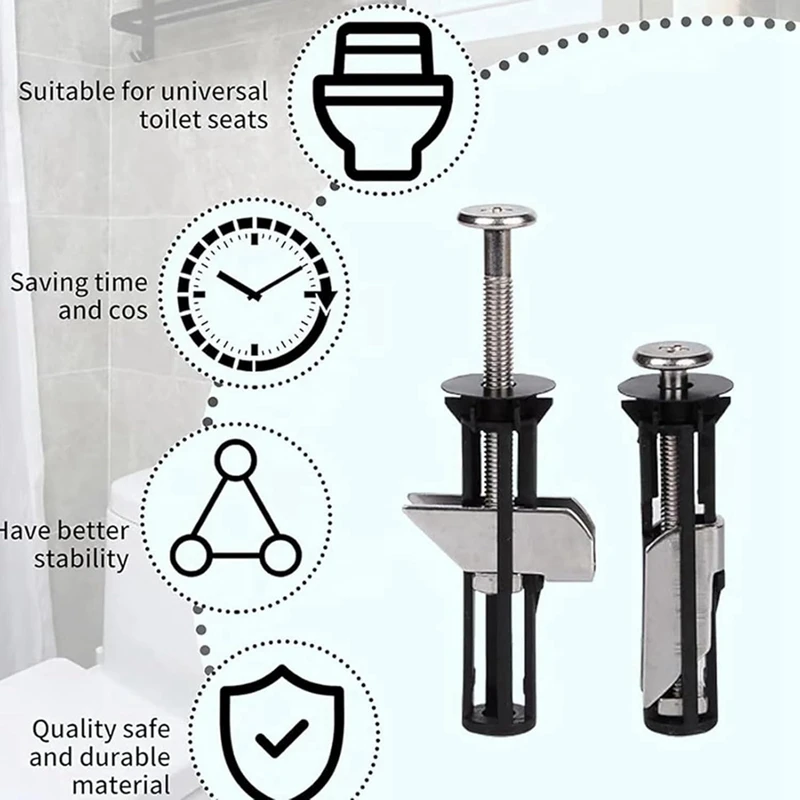 Toilet Seat Fastener Bolt Kit,Toilet Seat Locking Bolt,Universal Toilet Lid Seat Hinges Bolts Toilet Seat Fittings M5-50