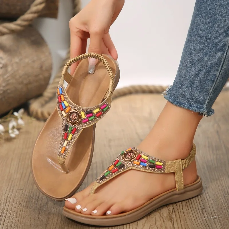 Neue Sommer Damen Übergrößen Römische Sandalen Flache Rutschfeste Flip-Flops Strandschuhe Erwachsene Casual Thongs Urlaubs-Freizeitsandalen
