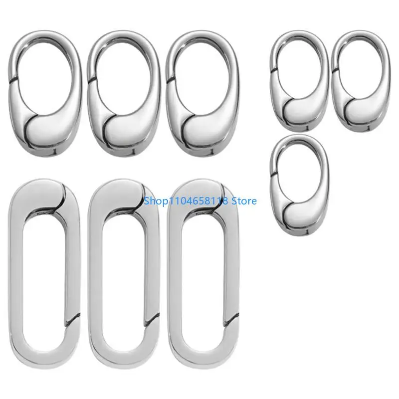 

Set of 9 Oval Clasps for Jewelry Making Closed Spring Rings Metal Secure Closure Necklaces and Bracelets Connectors