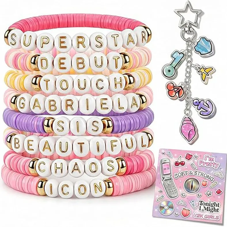 Bracelet stacked wind soft pottery sheet CCB round bead beaded combination bracelet jewelry set female