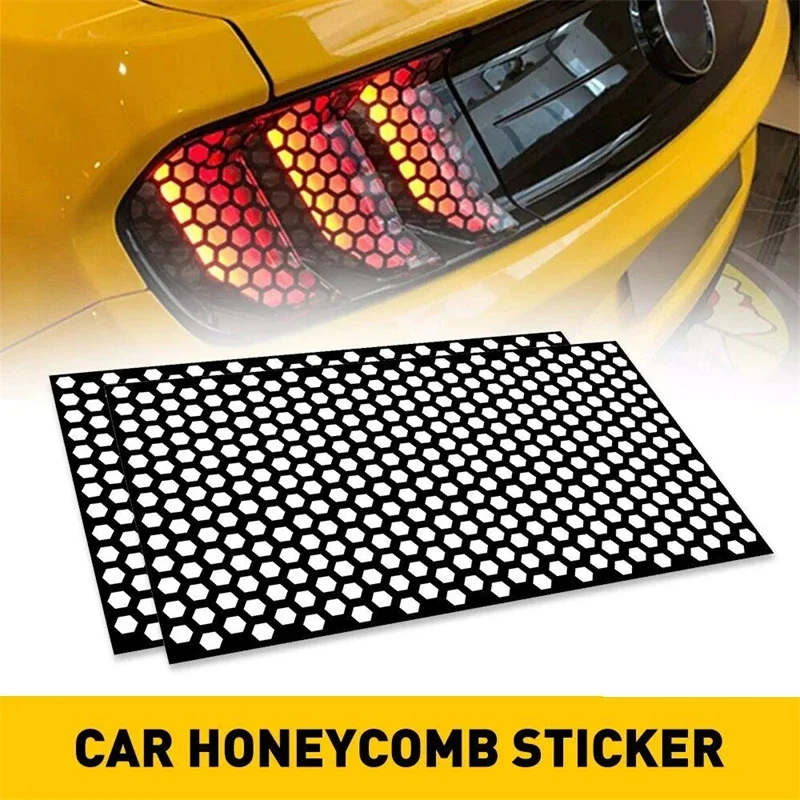 DIY Car Honeycomb Stickers Car Stylish Tail Lights Hollow Protector Decals Auto Rear Lamp Decoration Wrap Film Sticker 48*30cm