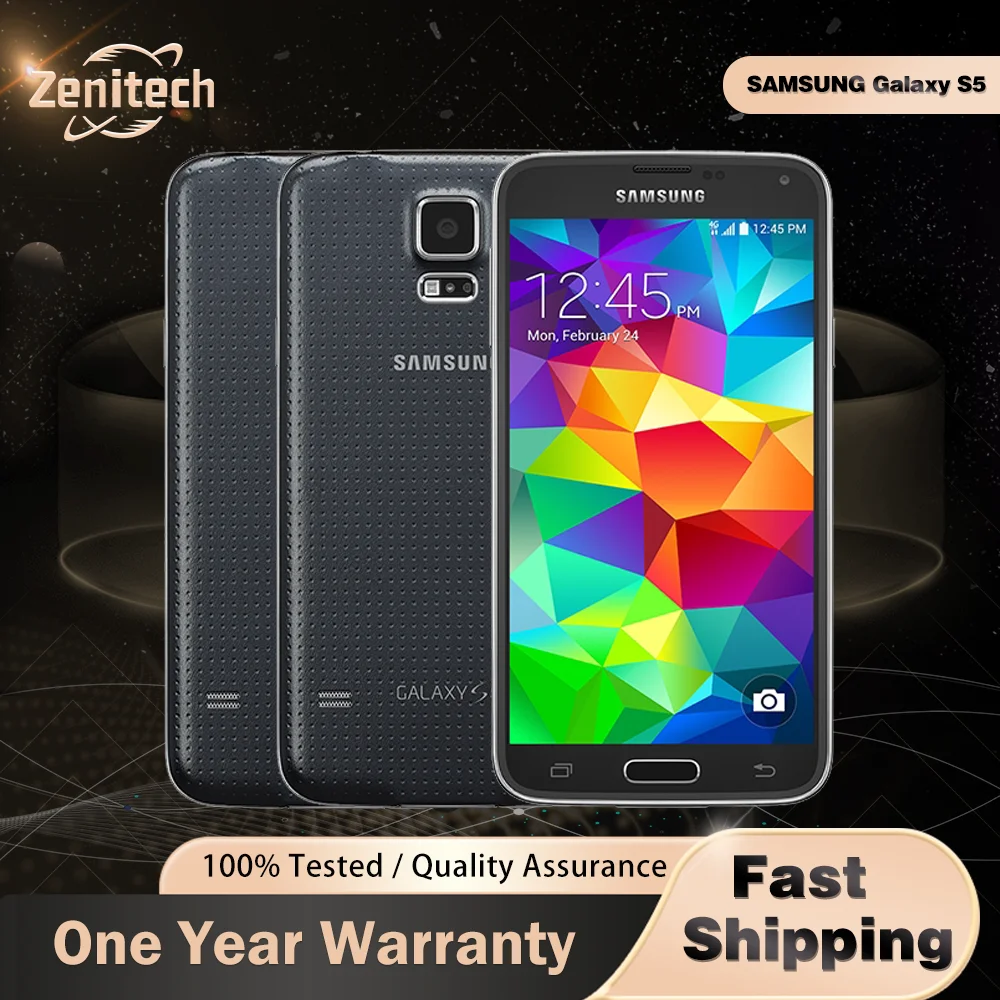 هاتف سامسونج جالاكسي S5 4G LTE الأصلي 5.1 "G900F 2GB RAM 16GB ROM 16MP + 2MP هاتف محمول أندرويد