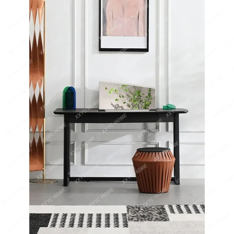 XXTo Modern Minimalist Smoked Wood  Model Room Multifunctional Up And Down Flip Mirror Makeup Table Dresser