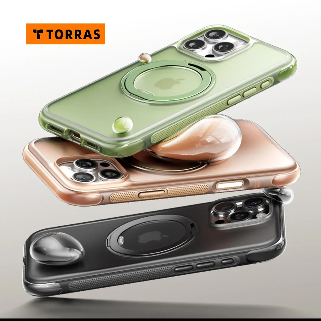 TORRAS New OAIR Upgraded Airbag 360° Rotating Stand Case for iPhone 16 15 Pro Max Phone Case Camera Button Full Wrap Shockproof