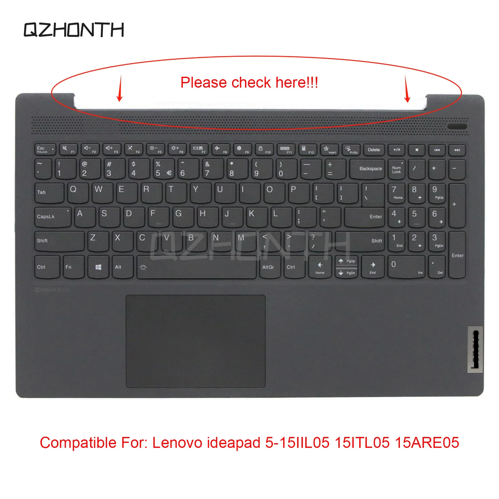 

Новинка для Lenovo Ideapad 5-15IIL05 5-15ARE05 5-15ITL05 Подставка для рук с подсветкой клавиатуры (темно-серый) 5CB0X56148 15,6"