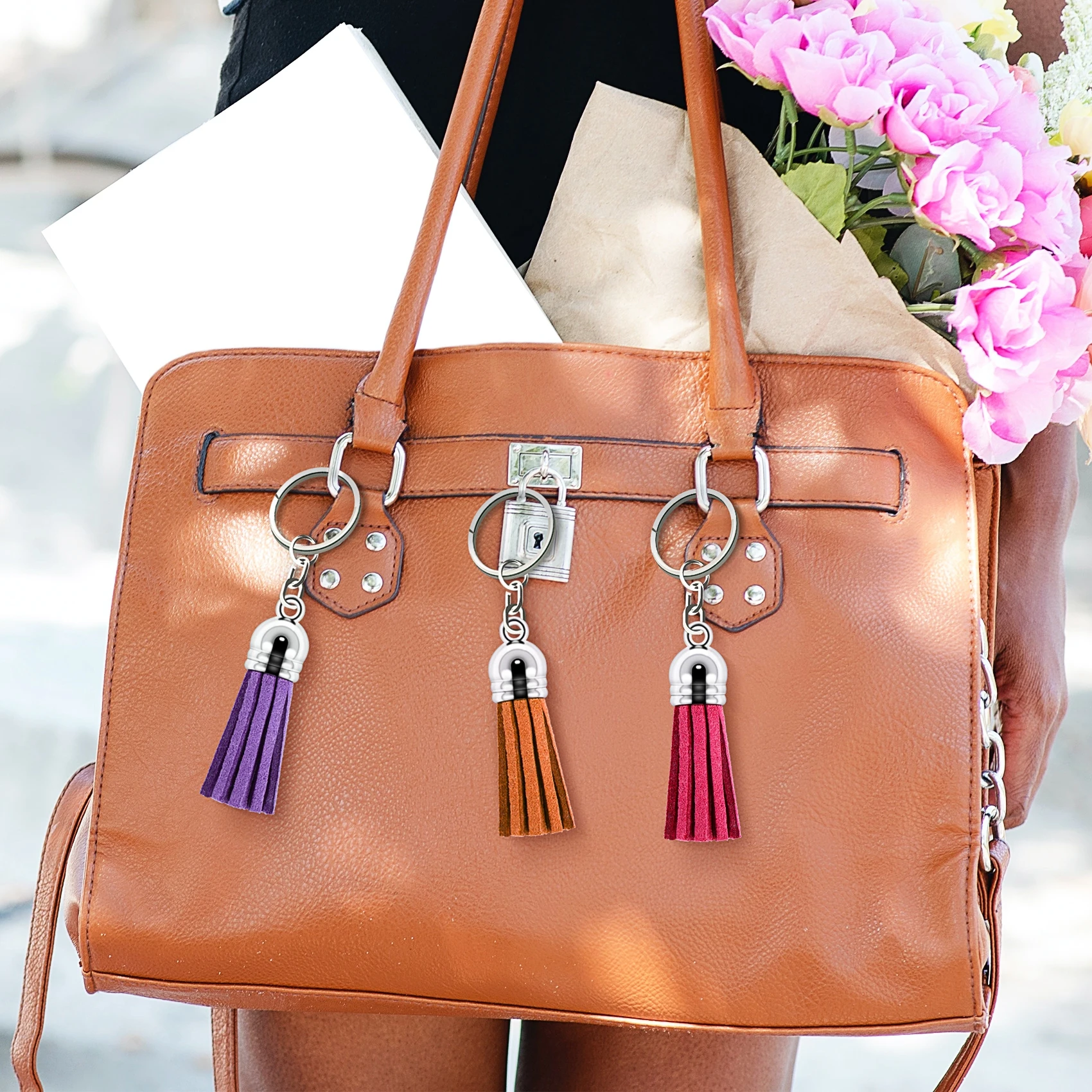 250 pçs/set chaveiro borlas pingentes de borla de couro colorido em massa para chaveiro diy e artesanato-abpp