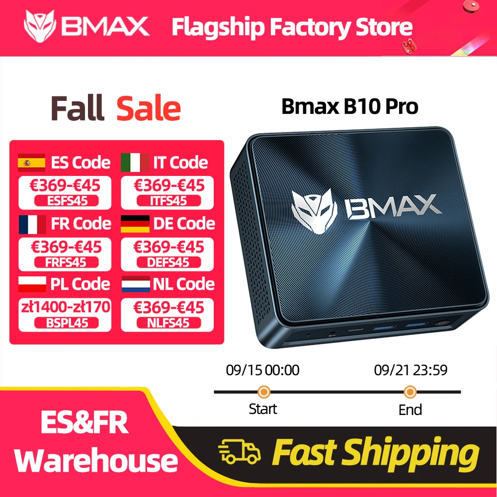 BMAX B10 Pro Mini PC Intel 13th Gen i7-13620H 10 core Max 4.9GHz 24GB LPDDR5 RAM 1TB SSD WiFi 6 Bluetooth 5.2
