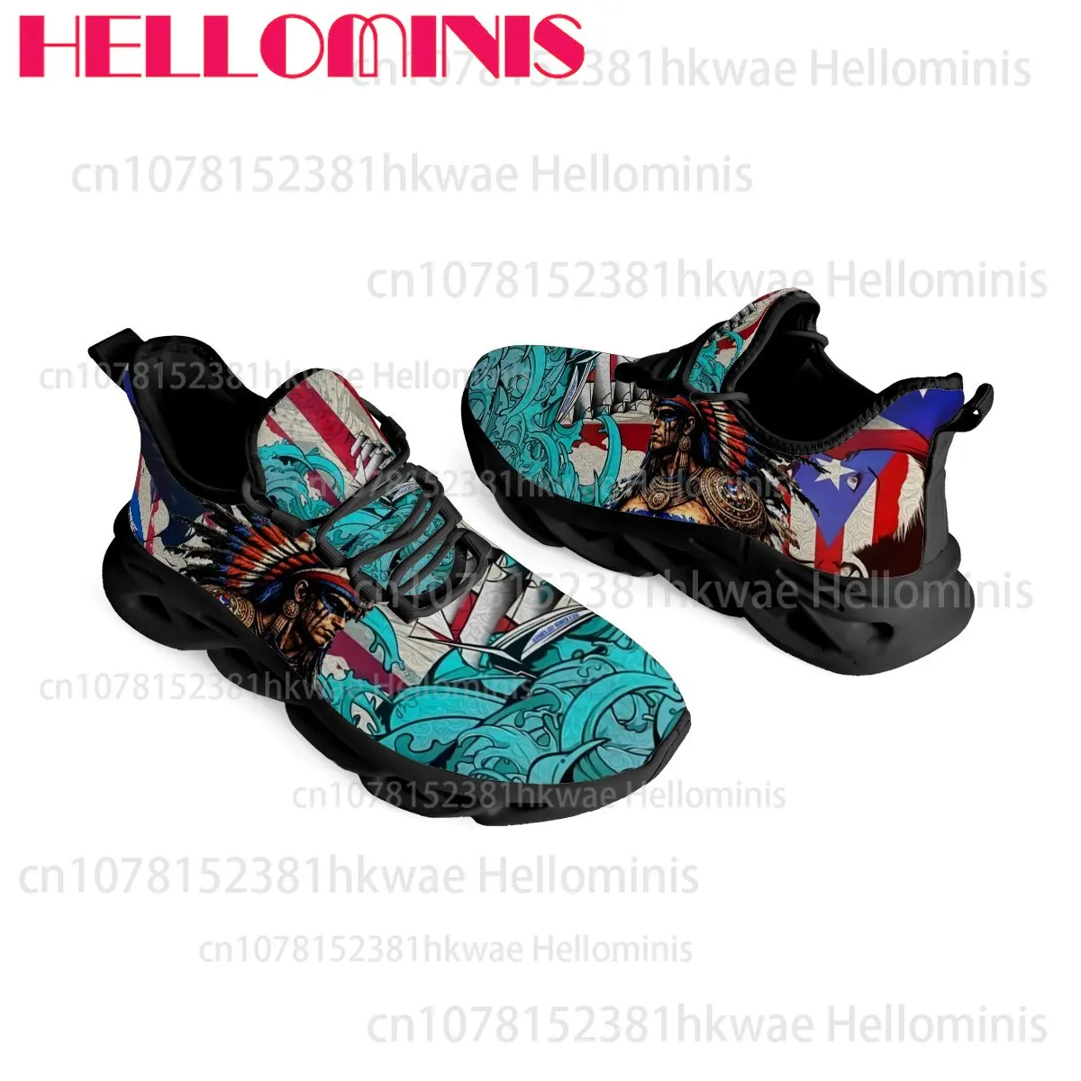 Puerto Rico Flag Tribal Ethnic Print Casual Shoes Adult Unisex Easy To Wear Lightweight Non-slip Comfort Sole Walking Footwear