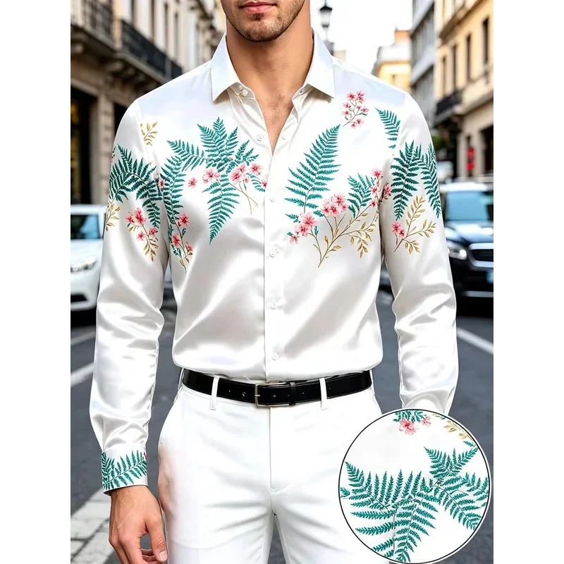 New Men's Dark Street Casual Shirt Black Panther Tree Root Leopard Pattern 3D Printed Long Sleeve Shirt Clothing