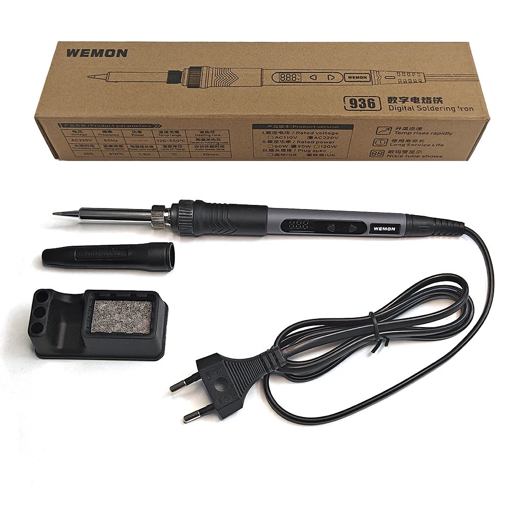Soldador WEMON 936 90W Pantalla digital inteligente portátil 120~550 ℃   Kit de herramientas de soldadura con puntas ajustables serie 900M