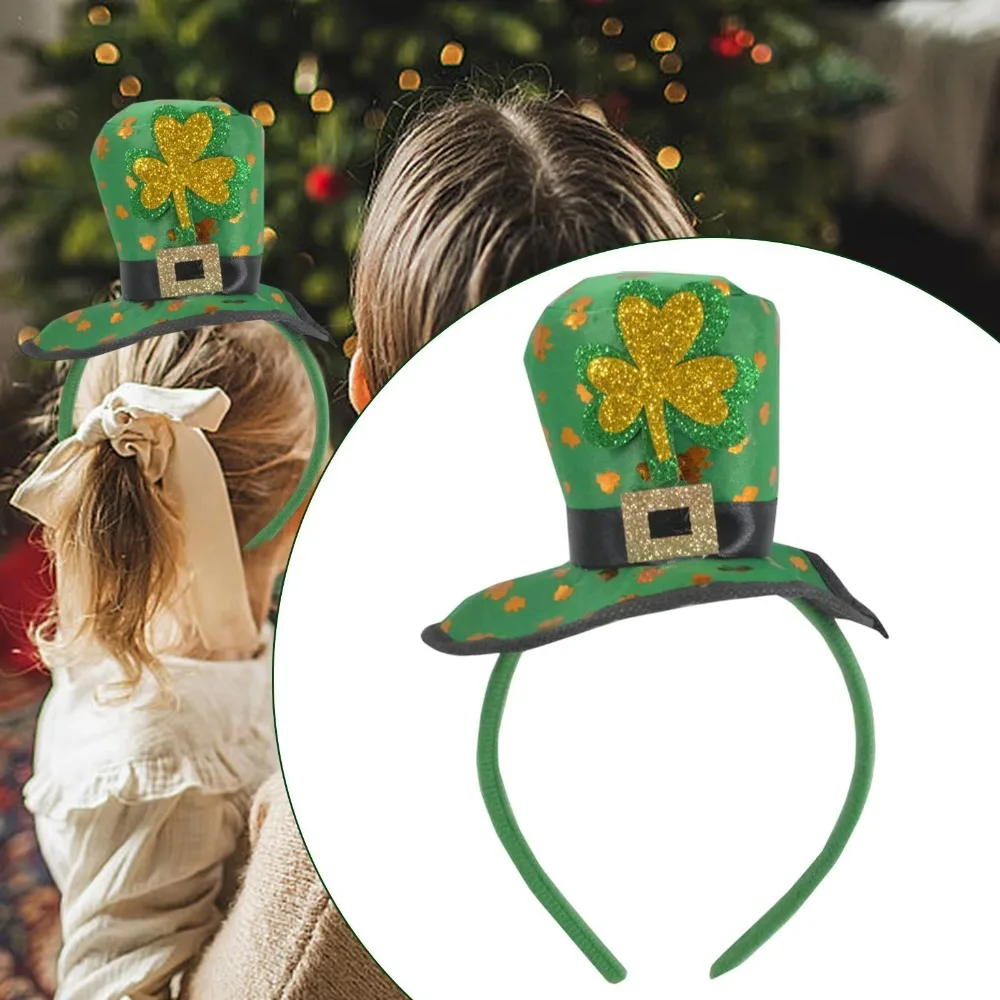 Party Props Clover St Patrick’s Day Hat Headdress Glitter Green Shamrock Headwear Classic St Patricks Hair Hoop girls