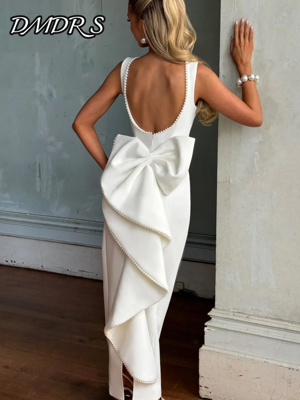 فستان سهرة براقة برقبة دائرية أنيق بدون أكمام على شكل حرف a فستان حفلات كلاسيكي من الساتان بطول الكاحل فساتين الحفلات Fساتين Sher