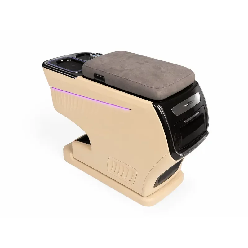 Car Armrest Box Center Console for MPV Van Modified Interior Storage Cup Holder USB Wireless Charging Premium Leather