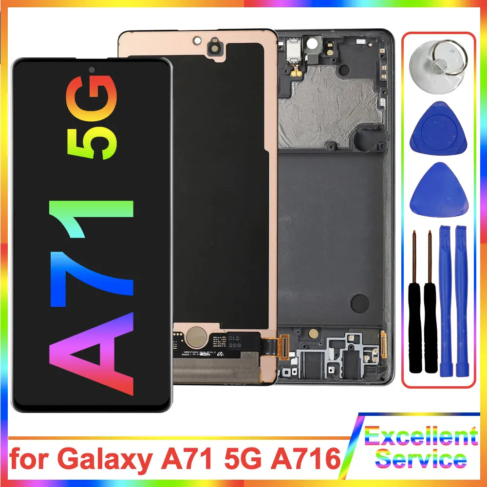 

New AMOLED LCD for Samsung Galaxy A71 5G A716F A716U LCD Display Touch Screen Digitizer Replacement for Samsung A71 5G Screen