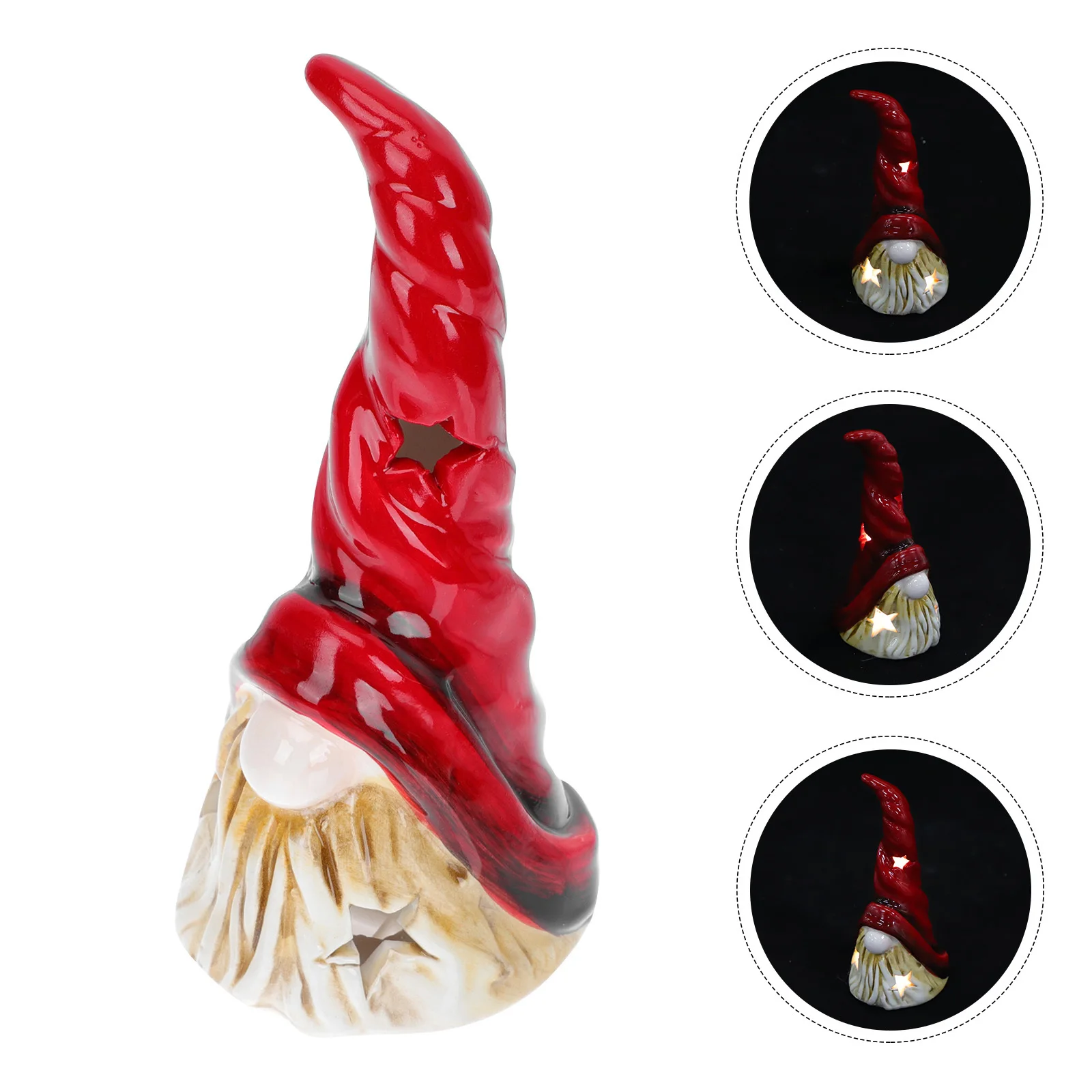 

1Pcs Luminous Ceramic Christmas Small Ornament Retro Xmas Tabletop Decor Party Decoration Festive Home Adornment