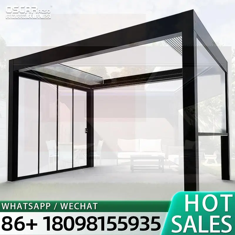6x12ft Ventilated Sliding Door Aluminum Greenhouse for Backyard Garden and Sun Room in Western Country pergolas