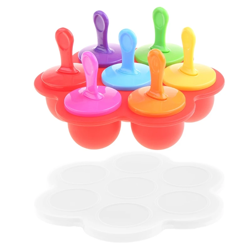 7 Cell Silicone Mini Ice Mold Ice Cream Ball Lolly Maker Popsicle Mould Bab