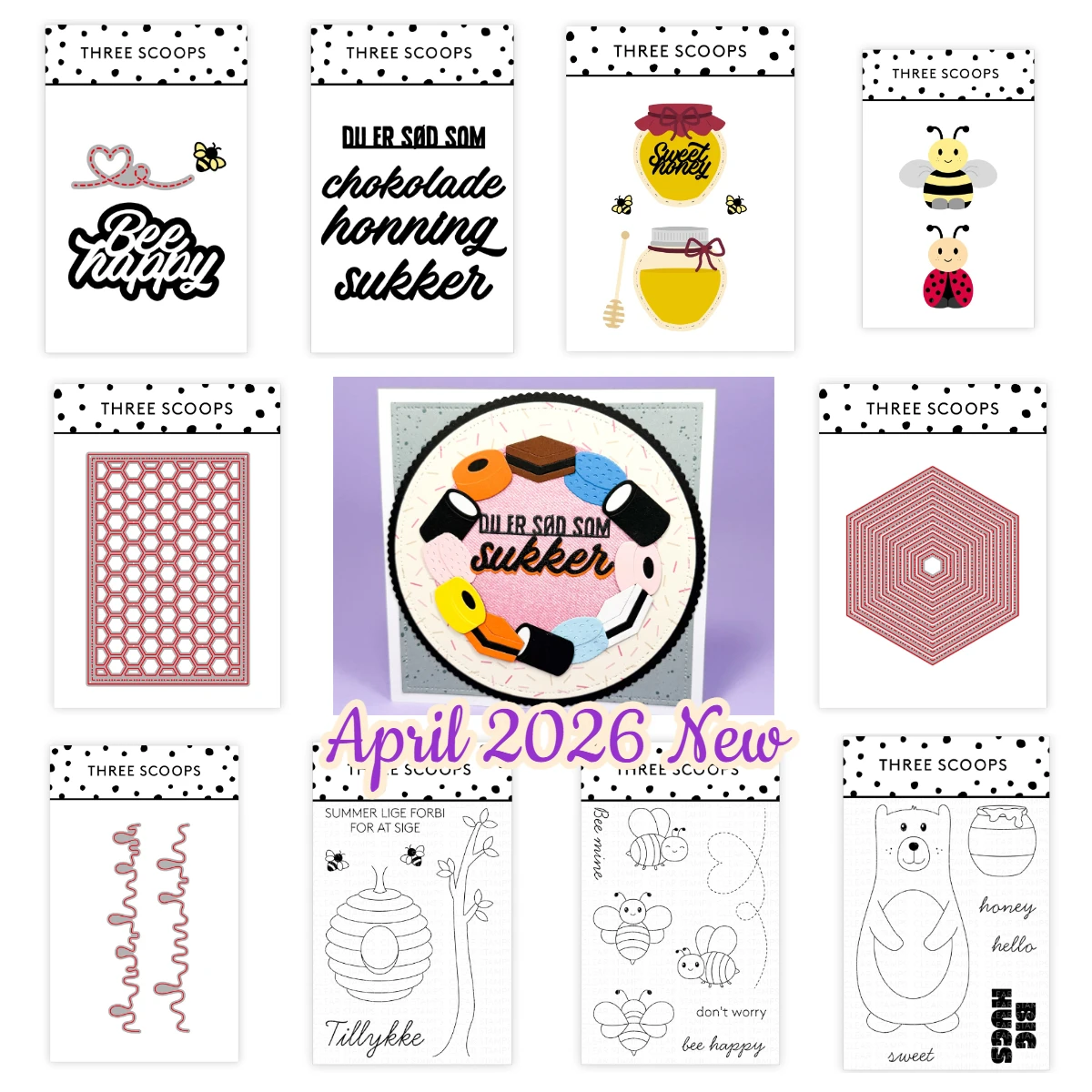 April 2026 New Hexagon Dies Bee Happy Metal Cutting Dies Stamps Scrapbook Diary Decoration Emboss Template for DIY Handmade Card