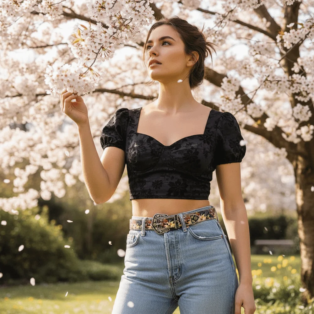 

Bohemian Style Floral Jeans Belts Border Bead Hip Hop Retro Flower Belt Y2k Vintage Carved Metal Buckle Belt Women's Accessories