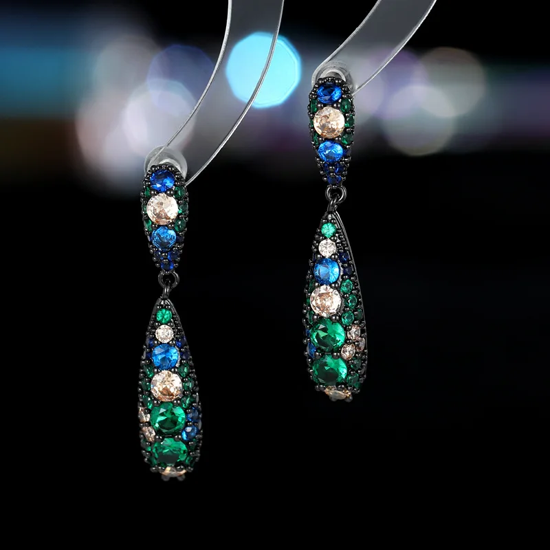 

s925 Silver Needle Niche design High-end earrings Zircon inlaid teardrop-shaped earrings, elegant earrings