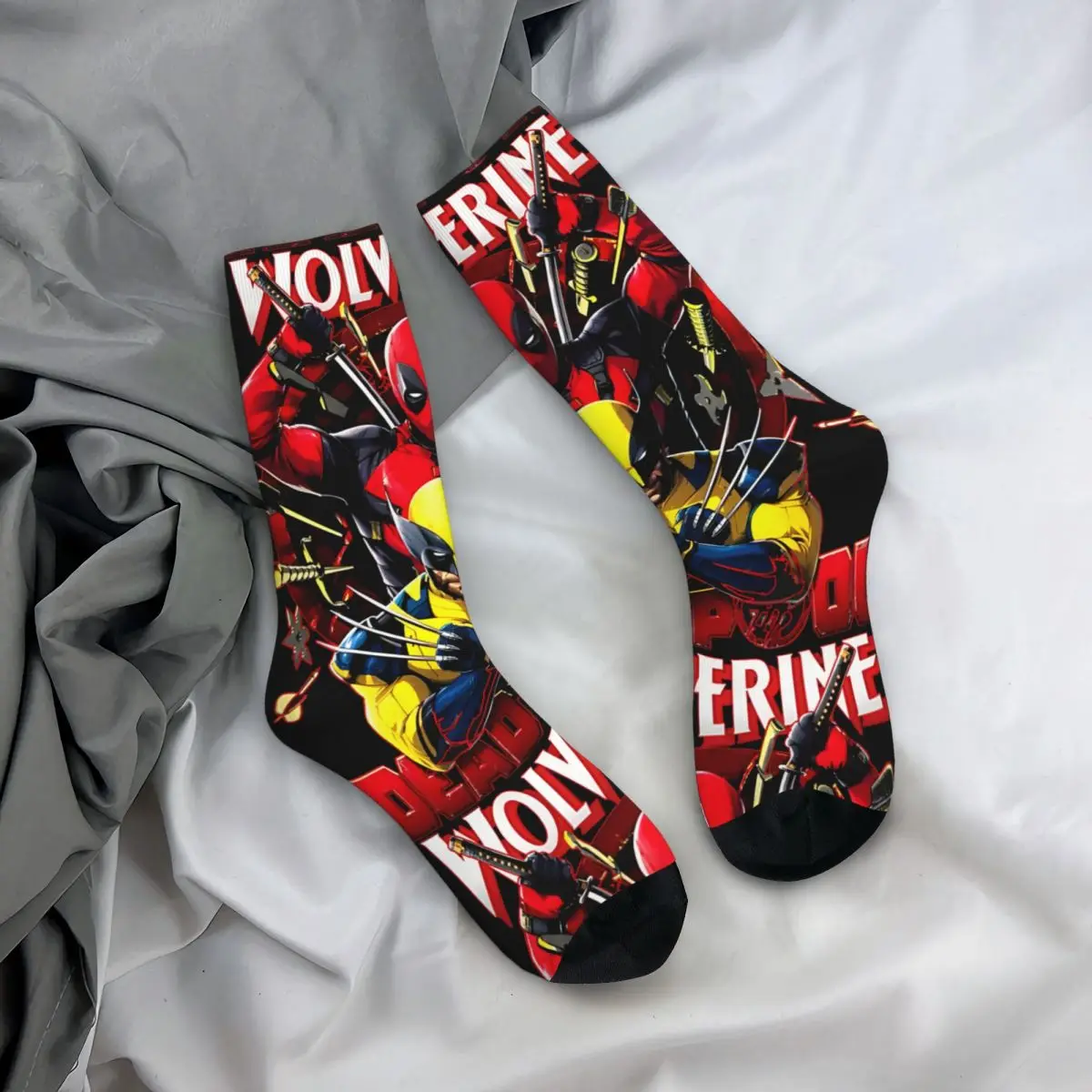 Funny Crazy Sock for Men Popular Movies Hip Hop Vintage Deadpool & Wolverine Happy Quality Pattern Printed Boys Crew compression