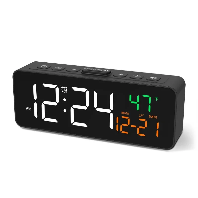 

New USB Powered Digital Alarm Clock TEMP Date Display 5 Levels Brightness Snooze
