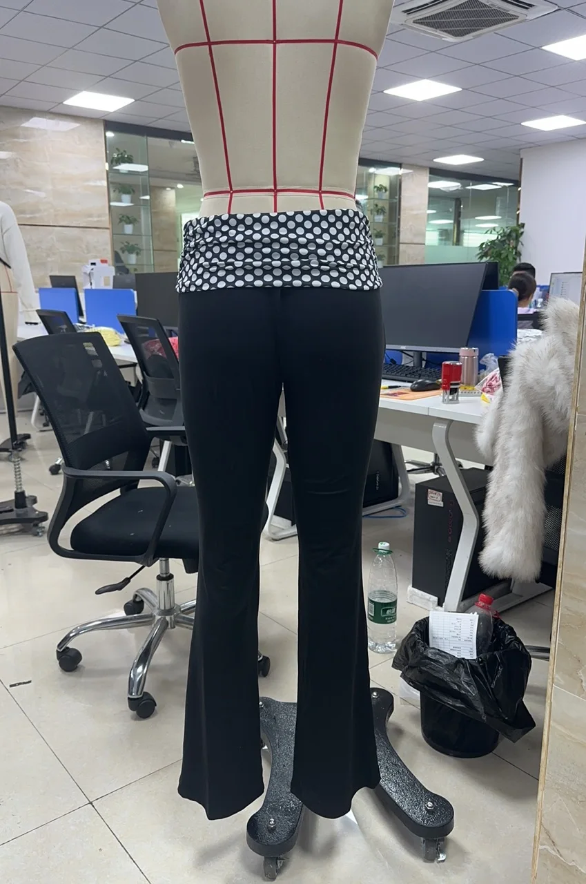 Women's Bell Bottom Pants High Waist Fitted Flared Pants with Patterned Waistband for Casual and Dressy Spring Summer Essential