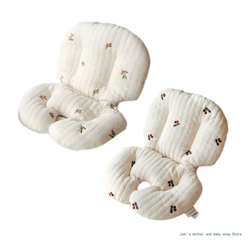 67JC Cotton Baby Dining Chair Cushion Soft & Breathable Stroller Pad Warm High Chair Mat Non-Slip Thickened Cushion Pad