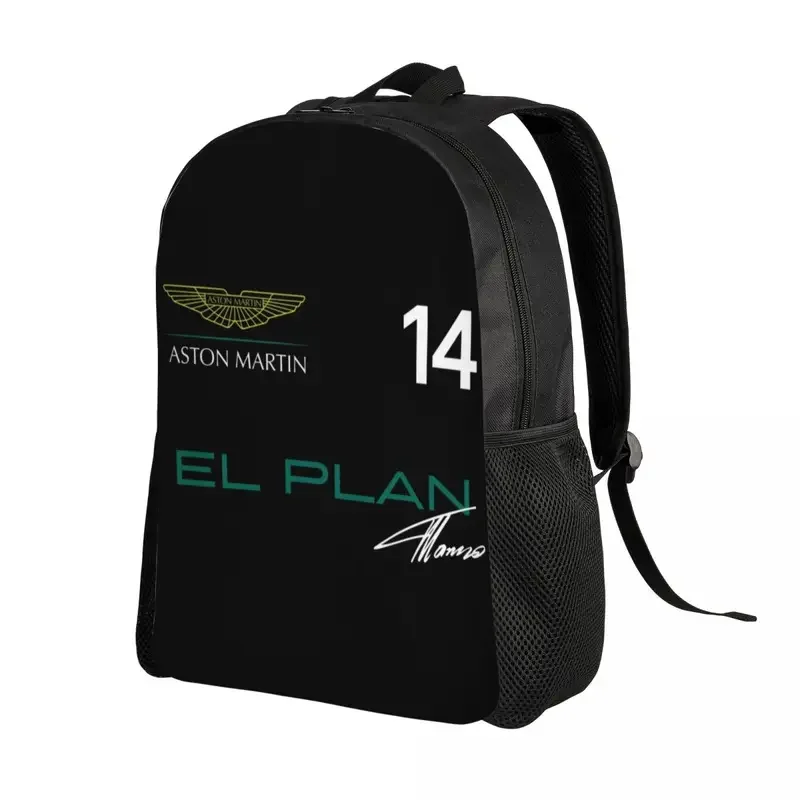 Customized 3D print Fernando Alonso 14 Aston Martin backpack College school travel bags men women bookbag fits 15 inch laptop