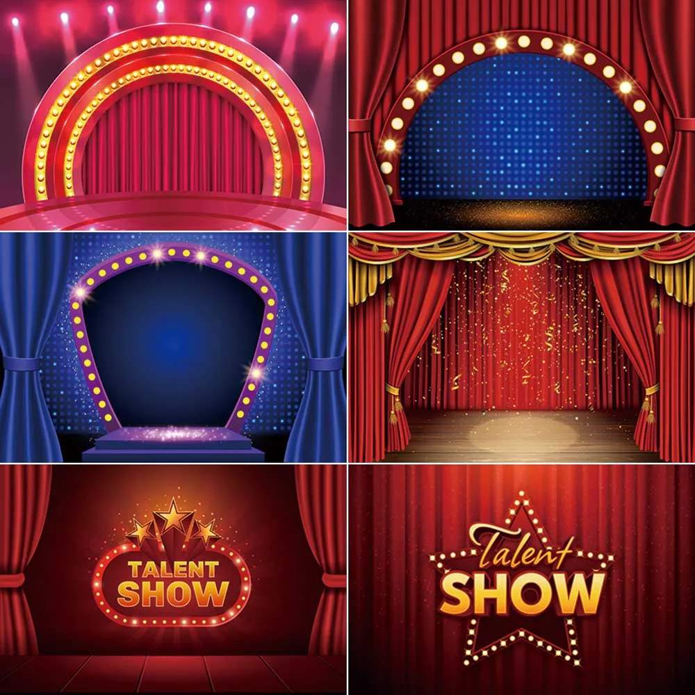 

MOON.QG Talent Show Curtain Stage Photography Backdrops Baby Portrait Party Decoration Photozone Backgrounds Photo Studio Props