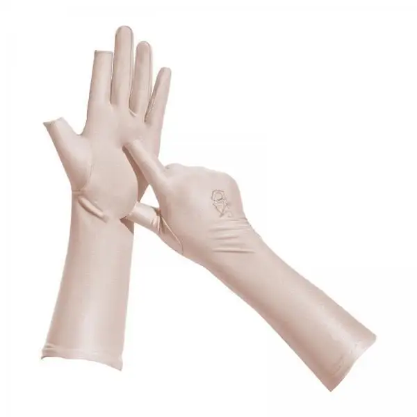2xWomen Sun Protection Gloves Breathable Full Finger for Sports Hiking Camping Skin color