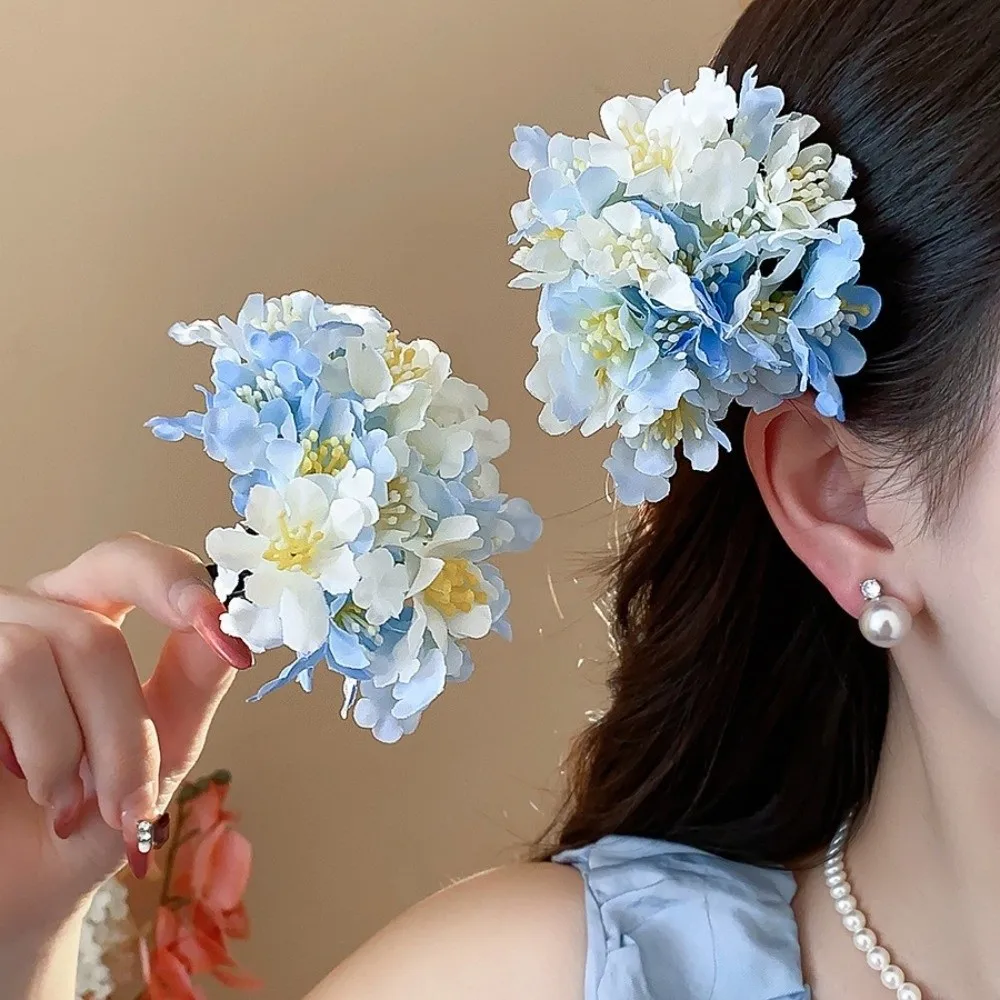 

Cloth Simulation Flower Hairpin Ancient Style Colorful Flower Side Clip Headdress Bohemian Chinese Style Hair Clip Travel