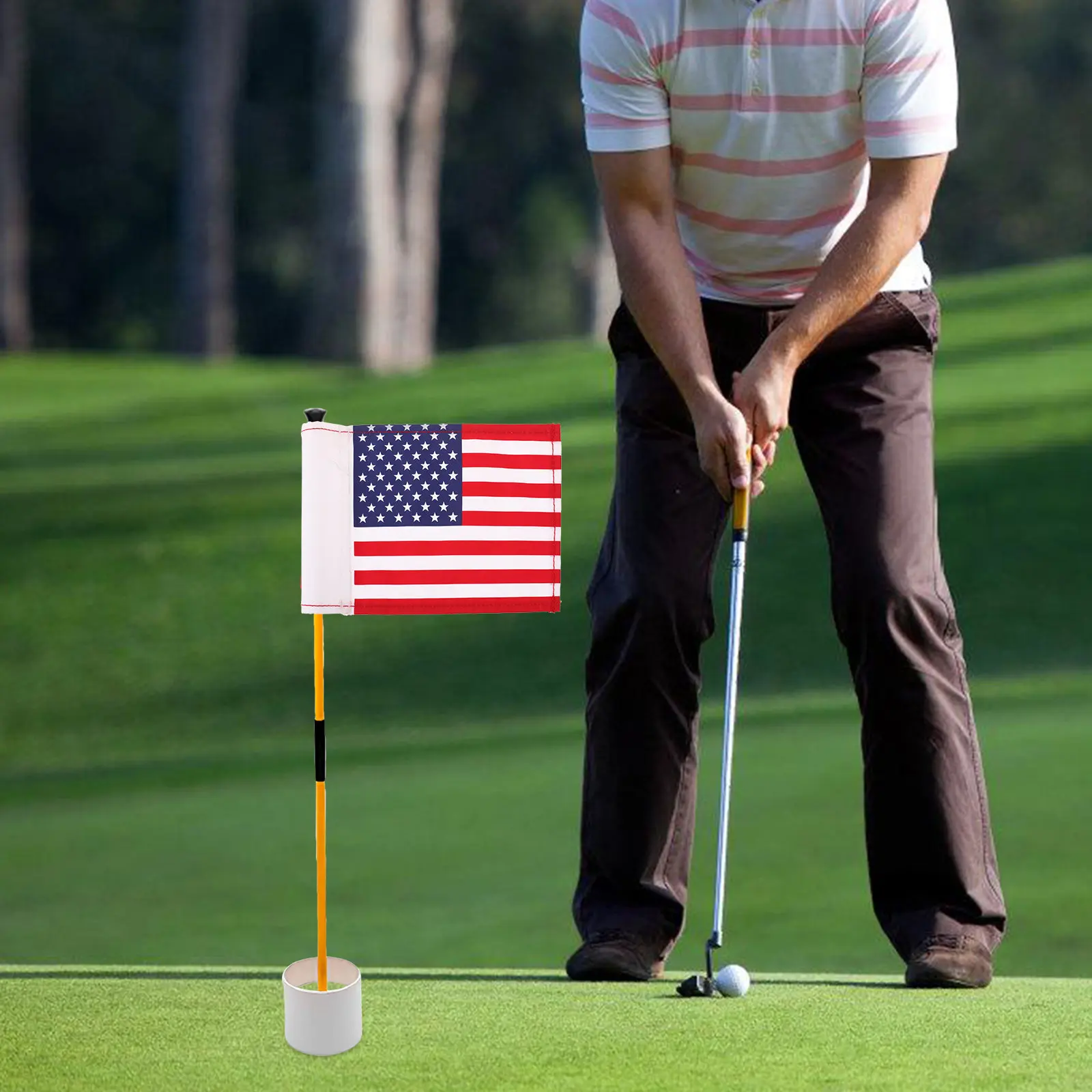 Portable Golf Practice Flags with Checkered Design for Putting and Chipping – Easy Install, Outdoor Yard Use