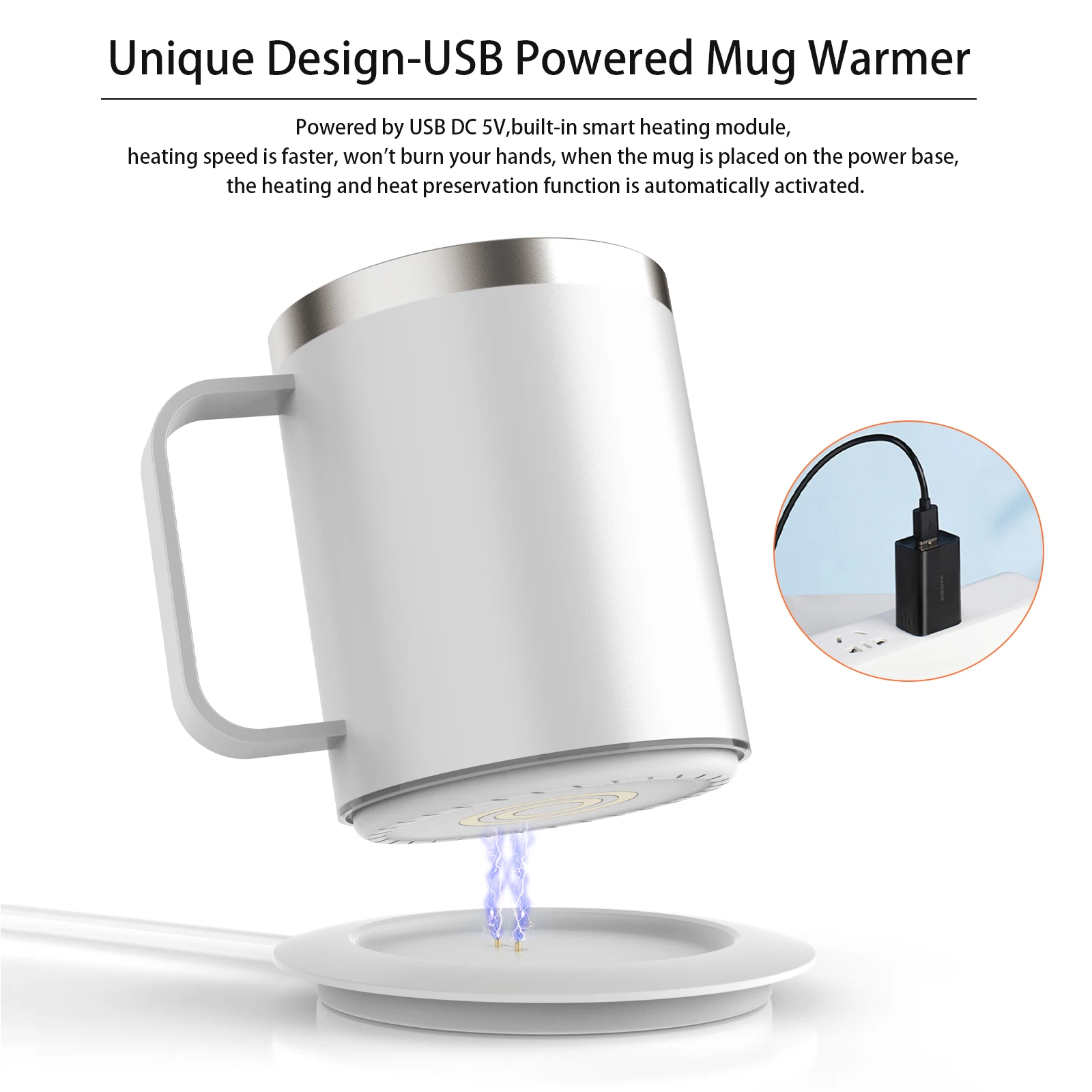 USB Self-Heating Coffee Mug with Temp Control 1