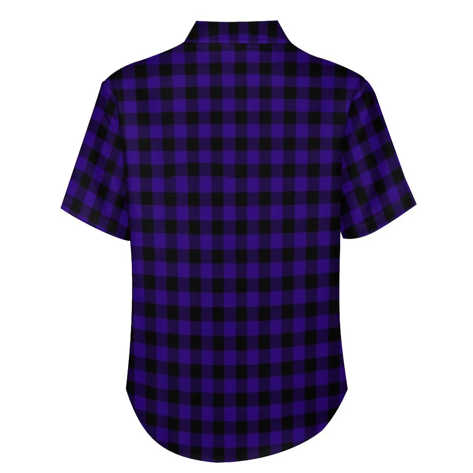 Chemises décontractées à carreaux pour hommes, chemisiers esthétiques hawaïens, imprimé graphique à carreaux, chemise de vacances, noir, violet, bleu, grande taille