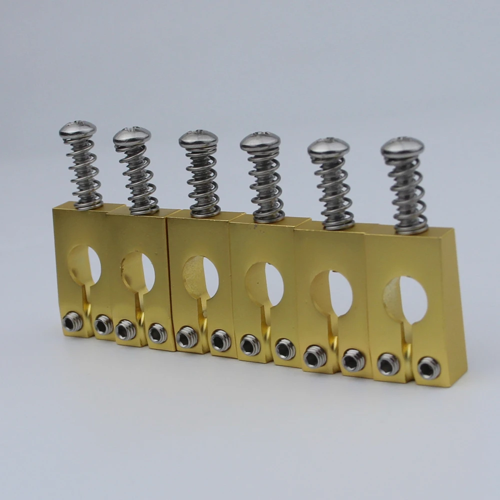 1 Set 6 Pcs PRS Style Brass Saddle For PRO Tremolo Guitar Bridge Gold