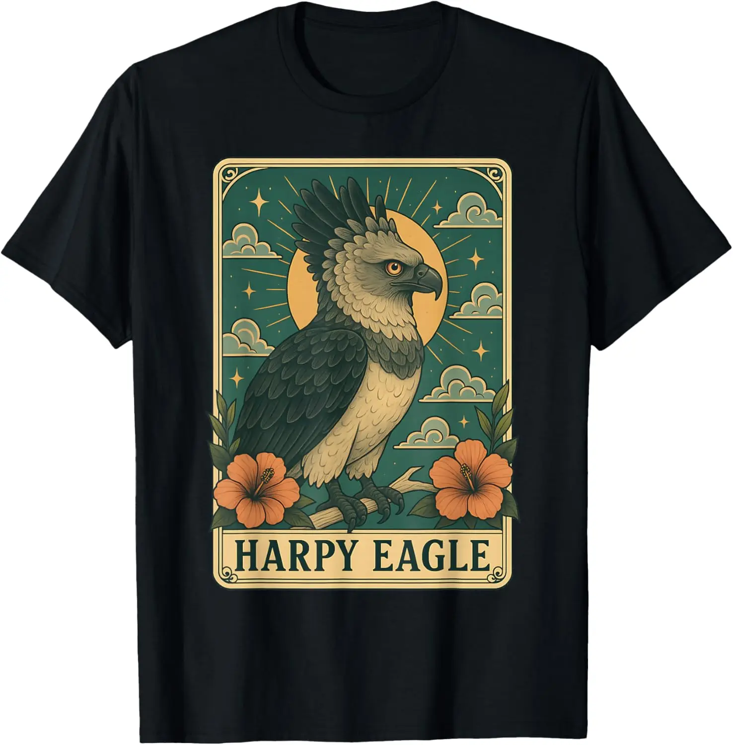 Harpy Eagle Tarot Card T-Shirt 100% Cotton Trendy Y2K Short-Sleeve Tee-Soft, Quick-Drying, Moisture-Wicking; Ideal Sports Casual