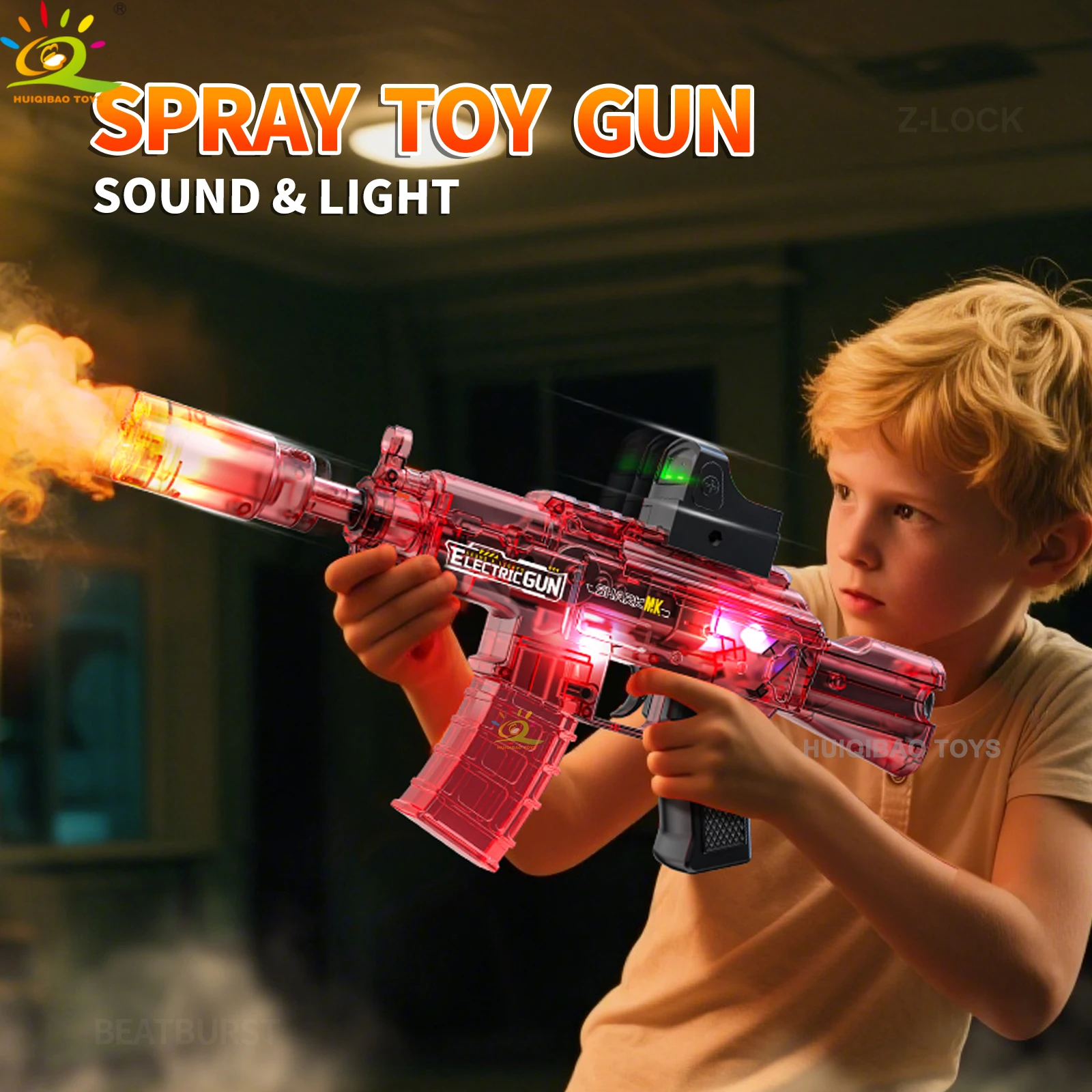 Ak spray elétrico interativo som e luz arma de brinquedo led luz vibração arma submetralhadora brinquedo do menino presente aniversário