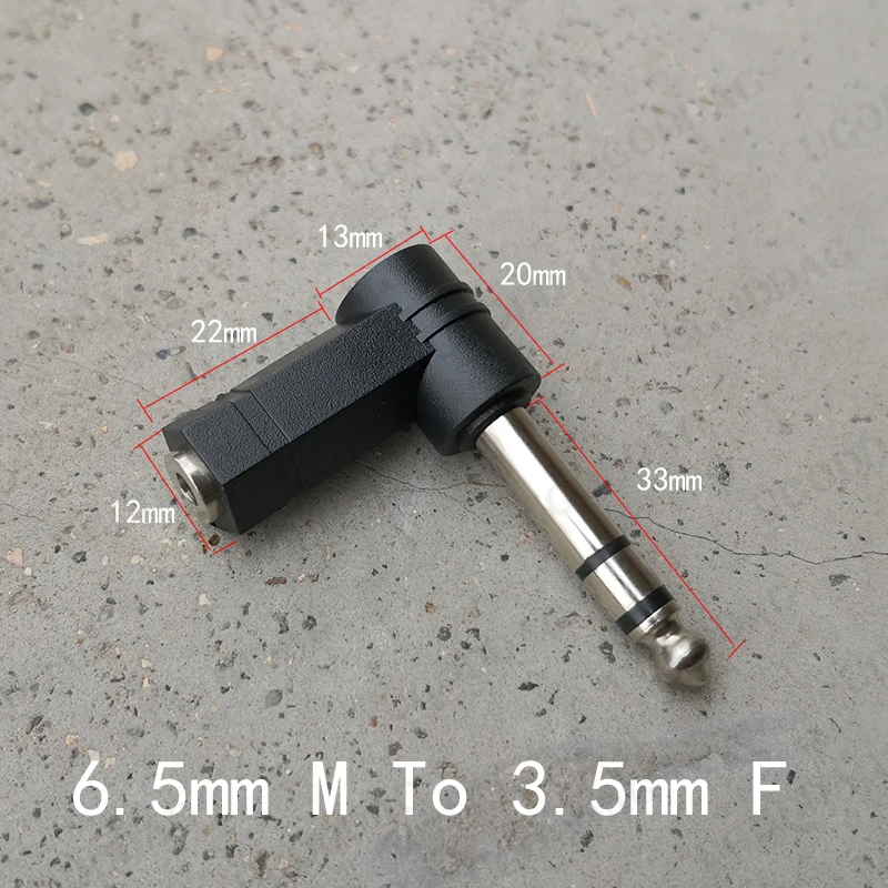 3.5mm to 6.35mm Right Angled Adaptor Stereo 3.5 Female Jack to 6.5 Male 90 Degree Headphone Audio Adaptor