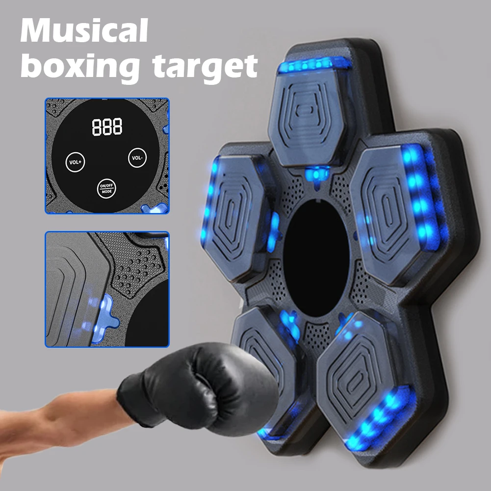 Kids Music Boxing Machine Wall Mounted, Smart Music Boxing Machine With LED Light Bluetooth Music With Boxing Gloves