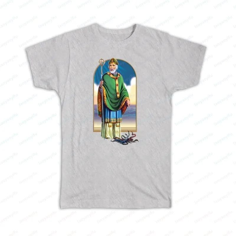 Saint Patrick T-Shirt Gift Catholic Church Irish Apostle Ireland Religious Staff Snakes Women Clothes Vintage Shirts for Women