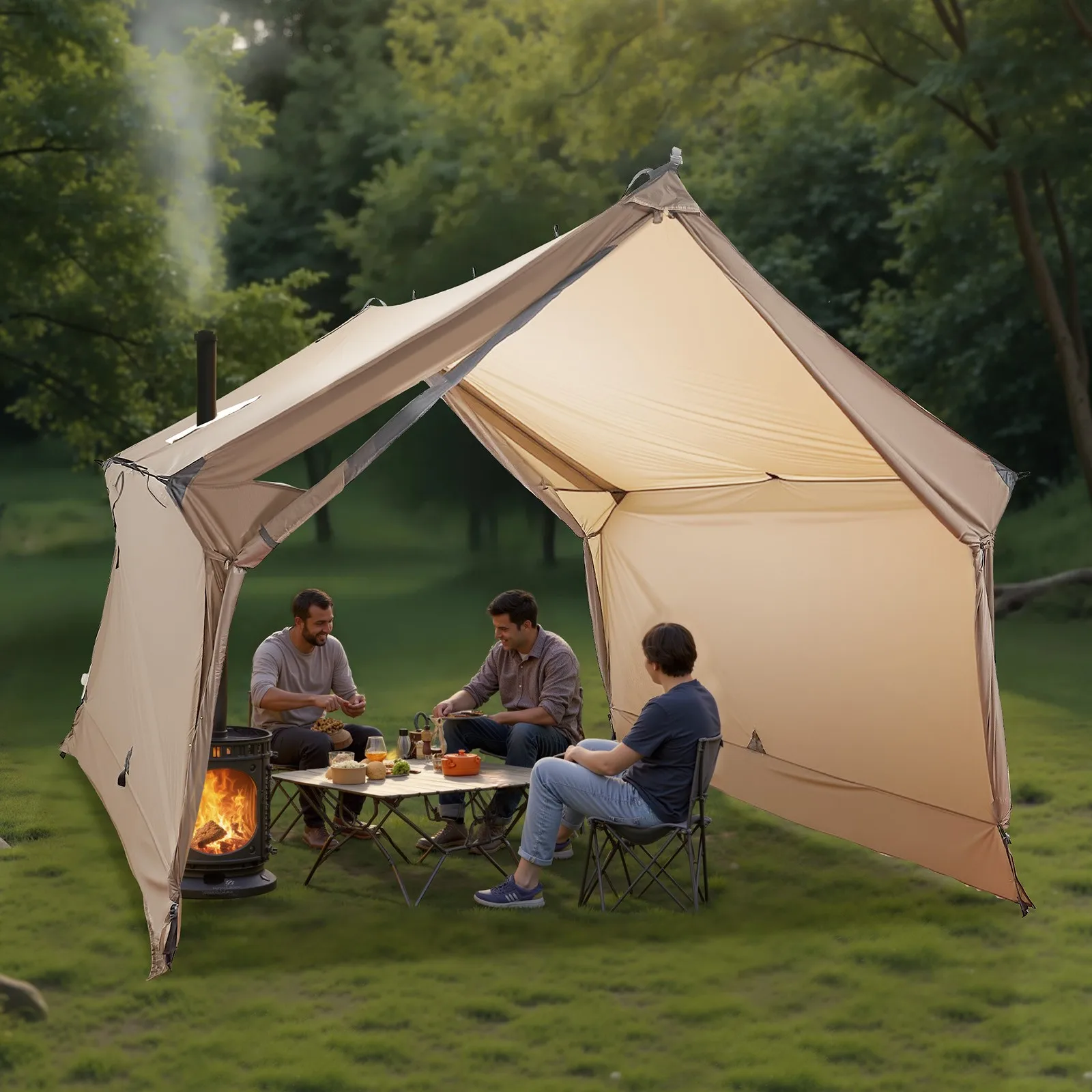 

Camping Hot Tent with Stove Jack Winter 4-Season Hiking 2-3 Persons Tent