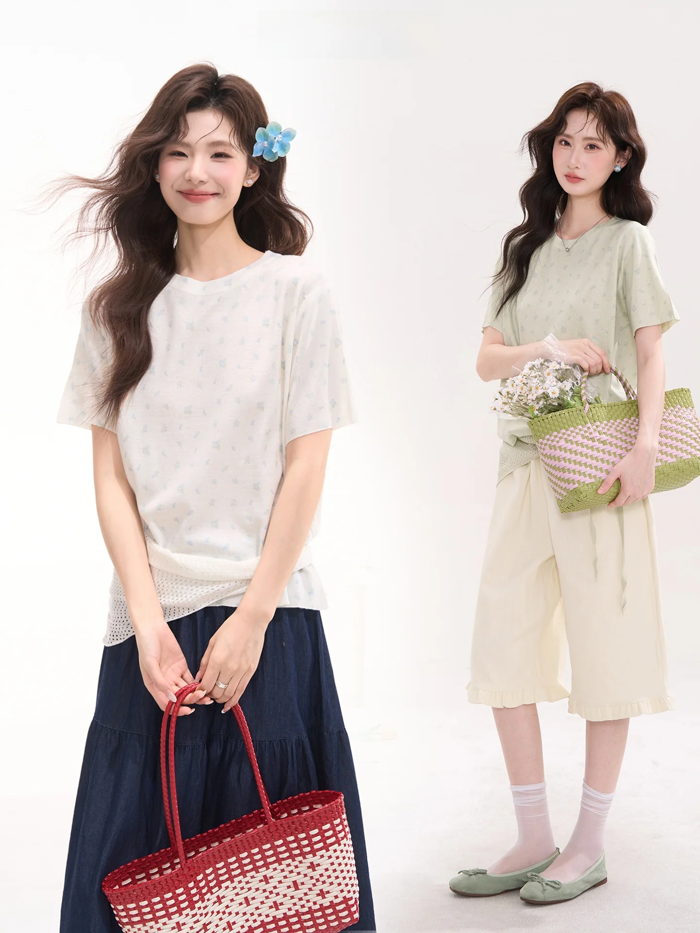 

Heme Cloud Breaks Sweet Floral Short Sleeve Knitted Shawl Women's Summer Korean Style Loose Fit Polyester Acrylic Nylon Wool ...