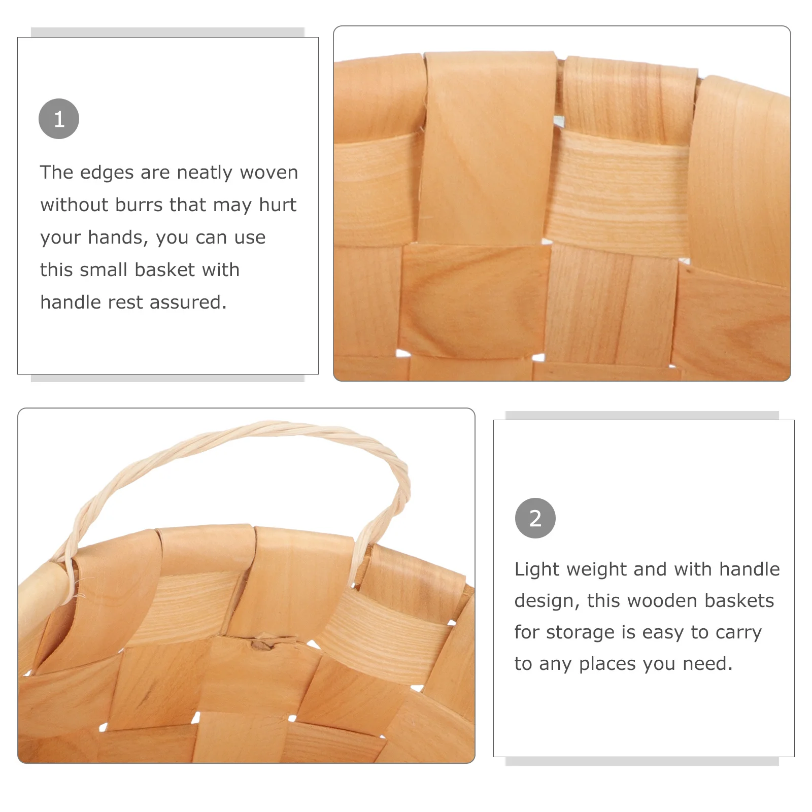 

Japanese Style Wooden Strip Woven Basket Small Storage Organizer For Snacks Fruits Vegetables Garden Harvest Berry Apple Picnic