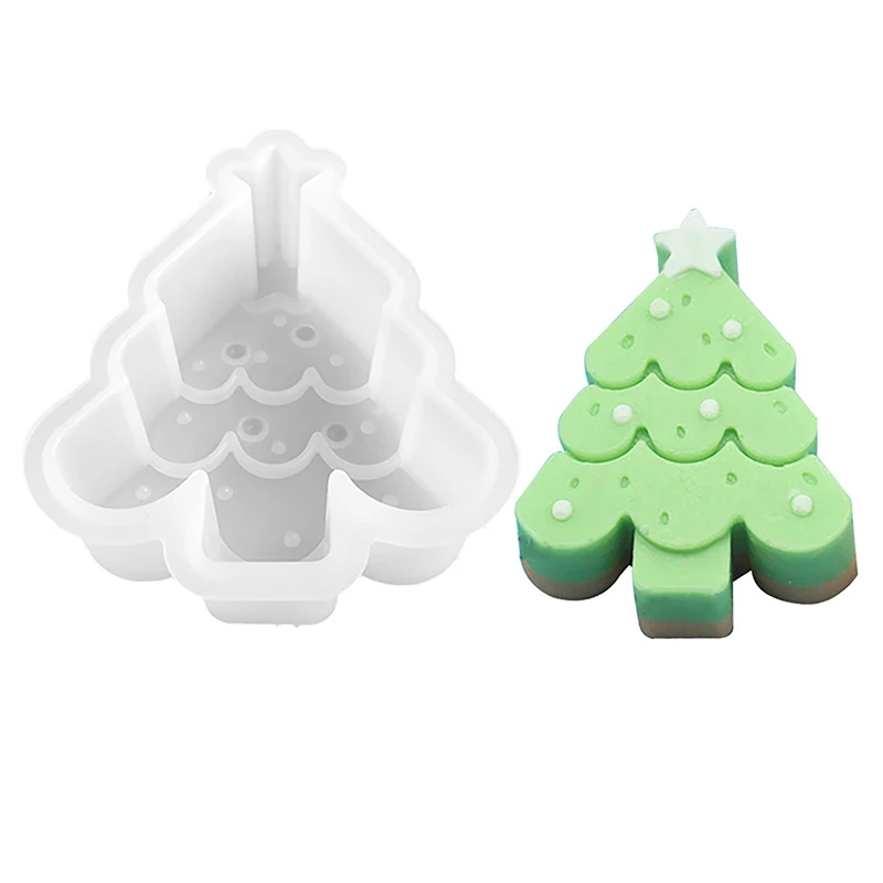 1Pc Christmas Tree Silicone Mold Christmas Candle Plaster Ornament Handmade DIY Cookie Chocolate Baking Mould