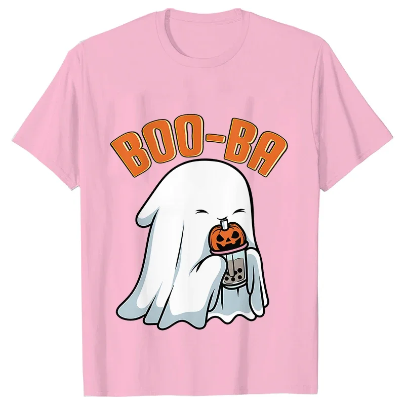 Cute Ghost Boba Tea Halloween Ghost Shirt Funny T Shirts Halloween  Gift T-Shirt Women Casual Tops Fashion Summer Short Sleeve