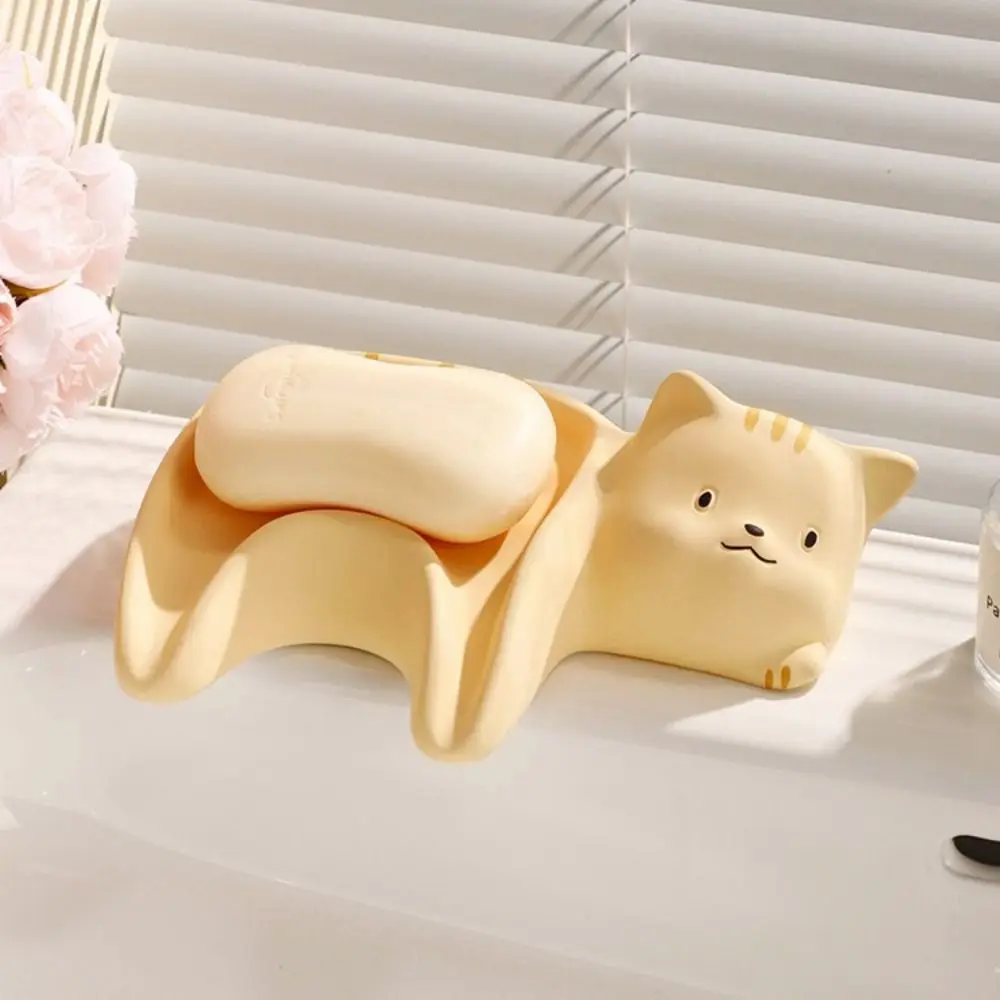 

Desktop Ornament Cat Shape Soap Box Creative Ceramic Storage Rack Multi-purpose Exquisite Soap Holder Drainage Rack